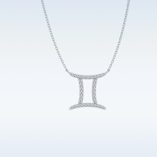 Customized Gemini Shaped Moissanite Necklace – 0.13 CT Round Cut in 14K/18K Gold
