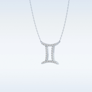 Customized Gemini Shaped Moissanite Necklace – 0.13 CT Round Cut in 14K/18K Gold