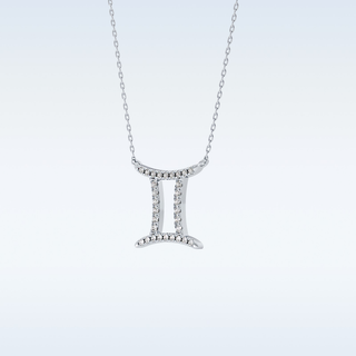 Customized Gemini Shaped Moissanite Necklace – 0.13 CT Round Cut in 14K/18K Gold