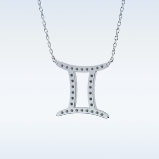 Customized Gemini Shaped Moissanite Necklace – 0.13 CT Round Cut in 14K/18K Gold