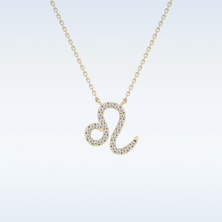 Customized Leo Shaped Moissanite Necklace – 0.14 CT Round Cut in 14K/18K Gold