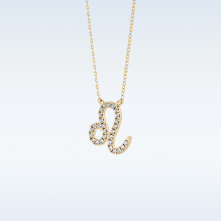 Customized Leo Shaped Moissanite Necklace – 0.14 CT Round Cut in 14K/18K Gold