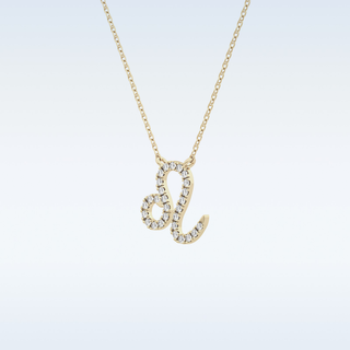 Customized Leo Shaped Moissanite Necklace – 0.14 CT Round Cut in 14K/18K Gold
