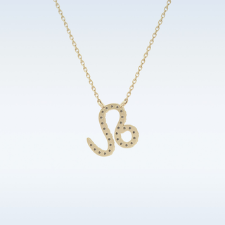 Customized Leo Shaped Moissanite Necklace – 0.14 CT Round Cut in 14K/18K Gold