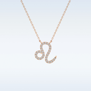 Customized Leo Shaped Moissanite Necklace – 0.14 CT Round Cut in 14K/18K Gold