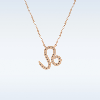 Customized Leo Shaped Moissanite Necklace – 0.14 CT Round Cut in 14K/18K Gold