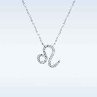 Customized Leo Shaped Moissanite Necklace – 0.14 CT Round Cut in 14K/18K Gold