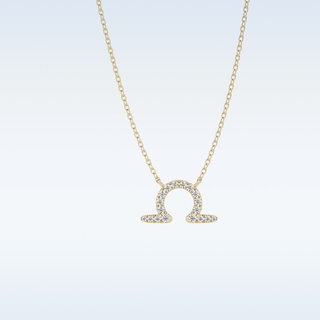 Customized Libra Shaped Moissanite Necklace – 0.10 CT Round Cut in 14K/18K Gold