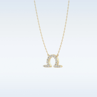 Customized Libra Shaped Moissanite Necklace – 0.10 CT Round Cut in 14K/18K Gold