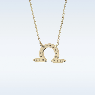 Customized Libra Shaped Moissanite Necklace – 0.10 CT Round Cut in 14K/18K Gold
