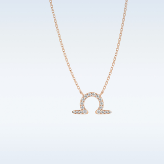 Customized Libra Shaped Moissanite Necklace – 0.10 CT Round Cut in 14K/18K Gold
