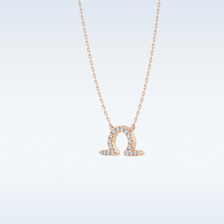 Customized Libra Shaped Moissanite Necklace – 0.10 CT Round Cut in 14K/18K Gold