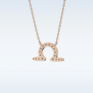 Customized Libra Shaped Moissanite Necklace – 0.10 CT Round Cut in 14K/18K Gold