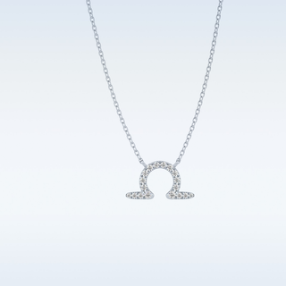Customized Libra Shaped Moissanite Necklace – 0.10 CT Round Cut in 14K/18K Gold