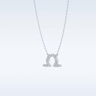 Customized Libra Shaped Moissanite Necklace – 0.10 CT Round Cut in 14K/18K Gold