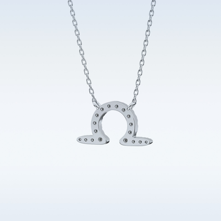 Customized Libra Shaped Moissanite Necklace – 0.10 CT Round Cut in 14K/18K Gold
