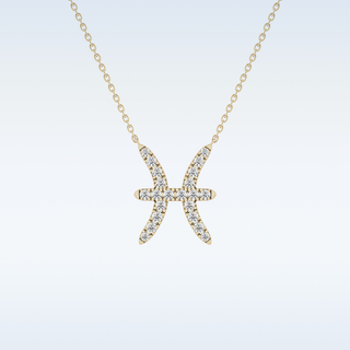 Customized Pisces Shaped Moissanite Necklace – 0.27 CT Round Cut in 14K/18K Gold