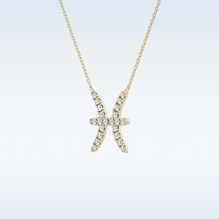Customized Pisces Shaped Moissanite Necklace – 0.27 CT Round Cut in 14K/18K Gold