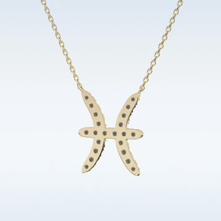 Customized Pisces Shaped Moissanite Necklace – 0.27 CT Round Cut in 14K/18K Gold