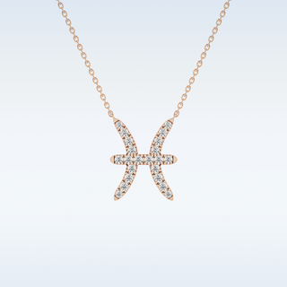 Customized Pisces Shaped Moissanite Necklace – 0.27 CT Round Cut in 14K/18K Gold