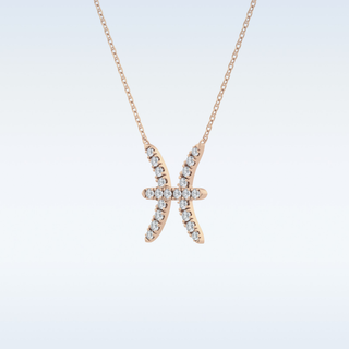 Customized Pisces Shaped Moissanite Necklace – 0.27 CT Round Cut in 14K/18K Gold