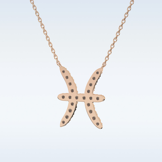 Customized Pisces Shaped Moissanite Necklace – 0.27 CT Round Cut in 14K/18K Gold