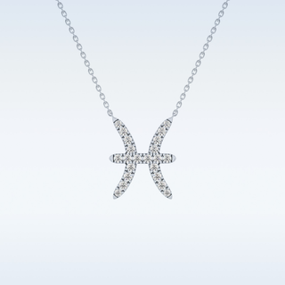 Customized Pisces Shaped Moissanite Necklace – 0.27 CT Round Cut in 14K/18K Gold