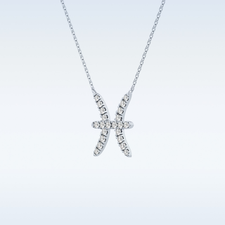 Customized Pisces Shaped Moissanite Necklace – 0.27 CT Round Cut in 14K/18K Gold