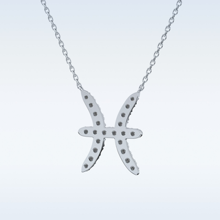 Customized Pisces Shaped Moissanite Necklace – 0.27 CT Round Cut in 14K/18K Gold