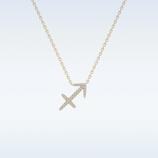 Customized Sagittarius Shaped Moissanite Necklace – 0.04 CT Round Cut in 14K/18K Gold