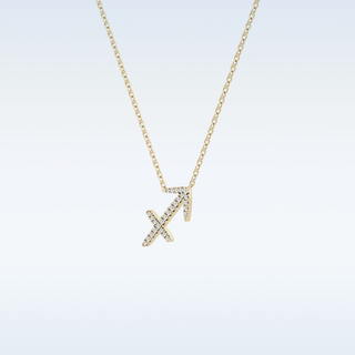 Customized Sagittarius Shaped Moissanite Necklace – 0.04 CT Round Cut in 14K/18K Gold