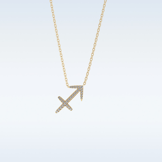 Customized Sagittarius Shaped Moissanite Necklace – 0.04 CT Round Cut in 14K/18K Gold