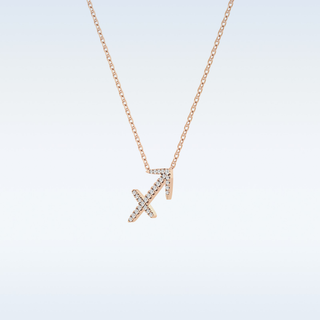 Customized Sagittarius Shaped Moissanite Necklace – 0.04 CT Round Cut in 14K/18K Gold