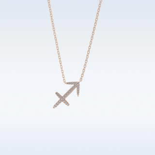 Customized Sagittarius Shaped Moissanite Necklace – 0.04 CT Round Cut in 14K/18K Gold