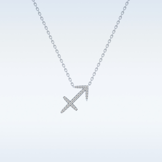 Customized Sagittarius Shaped Moissanite Necklace – 0.04 CT Round Cut in 14K/18K Gold
