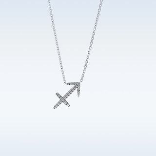Customized Sagittarius Shaped Moissanite Necklace – 0.04 CT Round Cut in 14K/18K Gold