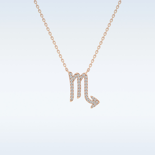 Customized Virgo Shaped Moissanite Necklace – 0.09 CT Round Cut in 14K/18K Gold
