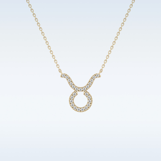 Customized Taurus Shaped Moissanite Necklace – 0.12 CT Round Cut in 14K/18K Gold