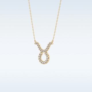 Customized Taurus Shaped Moissanite Necklace – 0.12 CT Round Cut in 14K/18K Gold