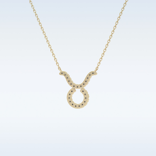 Customized Taurus Shaped Moissanite Necklace – 0.12 CT Round Cut in 14K/18K Gold