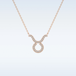 Customized Taurus Shaped Moissanite Necklace – 0.12 CT Round Cut in 14K/18K Gold