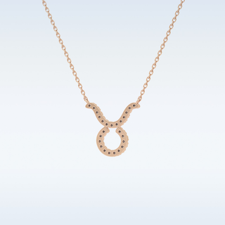 Customized Taurus Shaped Moissanite Necklace – 0.12 CT Round Cut in 14K/18K Gold
