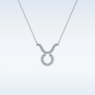 Customized Taurus Shaped Moissanite Necklace – 0.12 CT Round Cut in 14K/18K Gold
