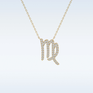 Customized Virgo Shaped Moissanite Necklace – 0.20 CT Round Cut in 14K/18K Gold