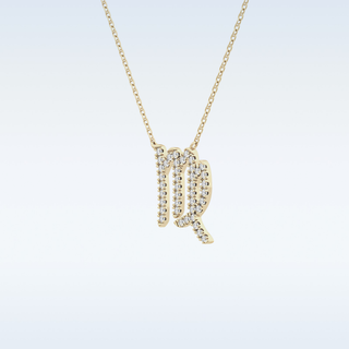 Customized Virgo Shaped Moissanite Necklace – 0.20 CT Round Cut in 14K/18K Gold