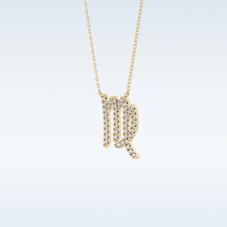 Customized Virgo Shaped Moissanite Necklace – 0.20 CT Round Cut in 14K/18K Gold