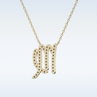 Customized Virgo Shaped Moissanite Necklace – 0.20 CT Round Cut in 14K/18K Gold