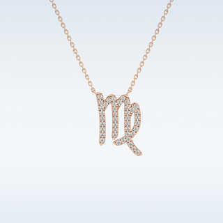 Customized Virgo Shaped Moissanite Necklace – 0.20 CT Round Cut in 14K/18K Gold