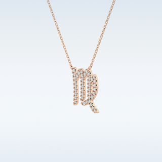 Customized Virgo Shaped Moissanite Necklace – 0.20 CT Round Cut in 14K/18K Gold