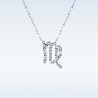 Customized Virgo Shaped Moissanite Necklace – 0.20 CT Round Cut in 14K/18K Gold